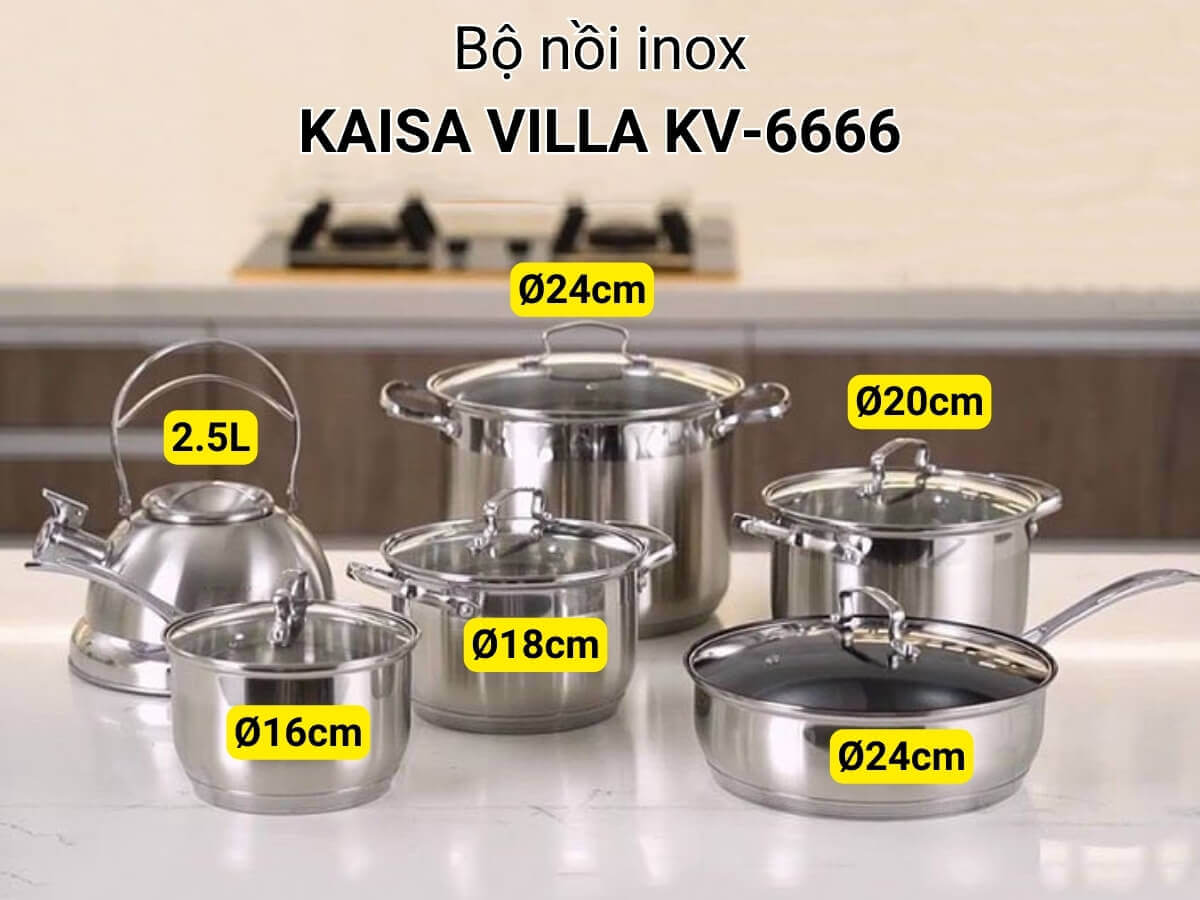bộ nồi inox kaisa villa kv-6666 6 món