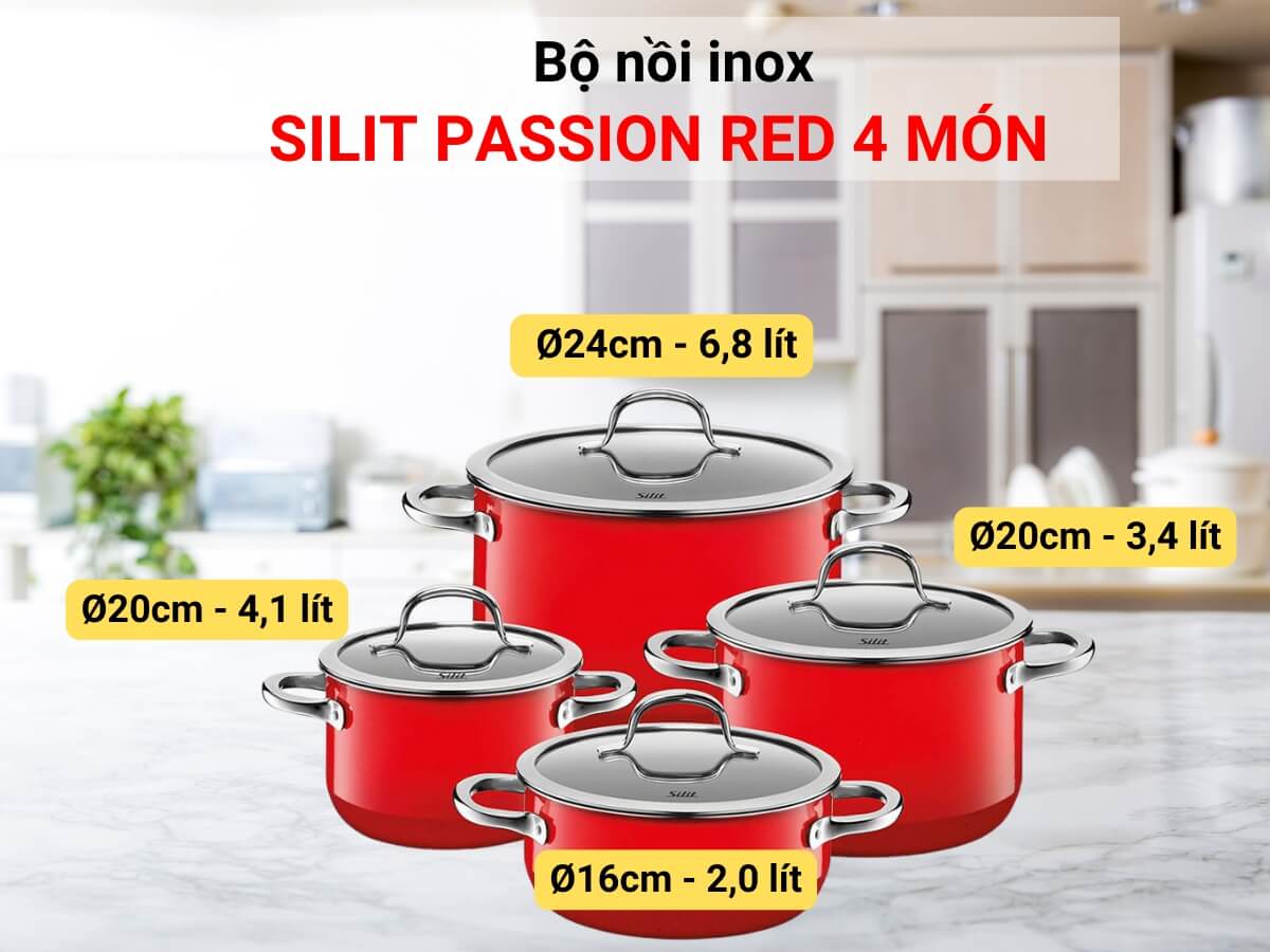 bộ nồi silit passion red 4 món