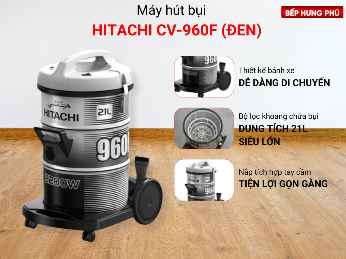 máy hút bụi hitachi cv-960f (đen)