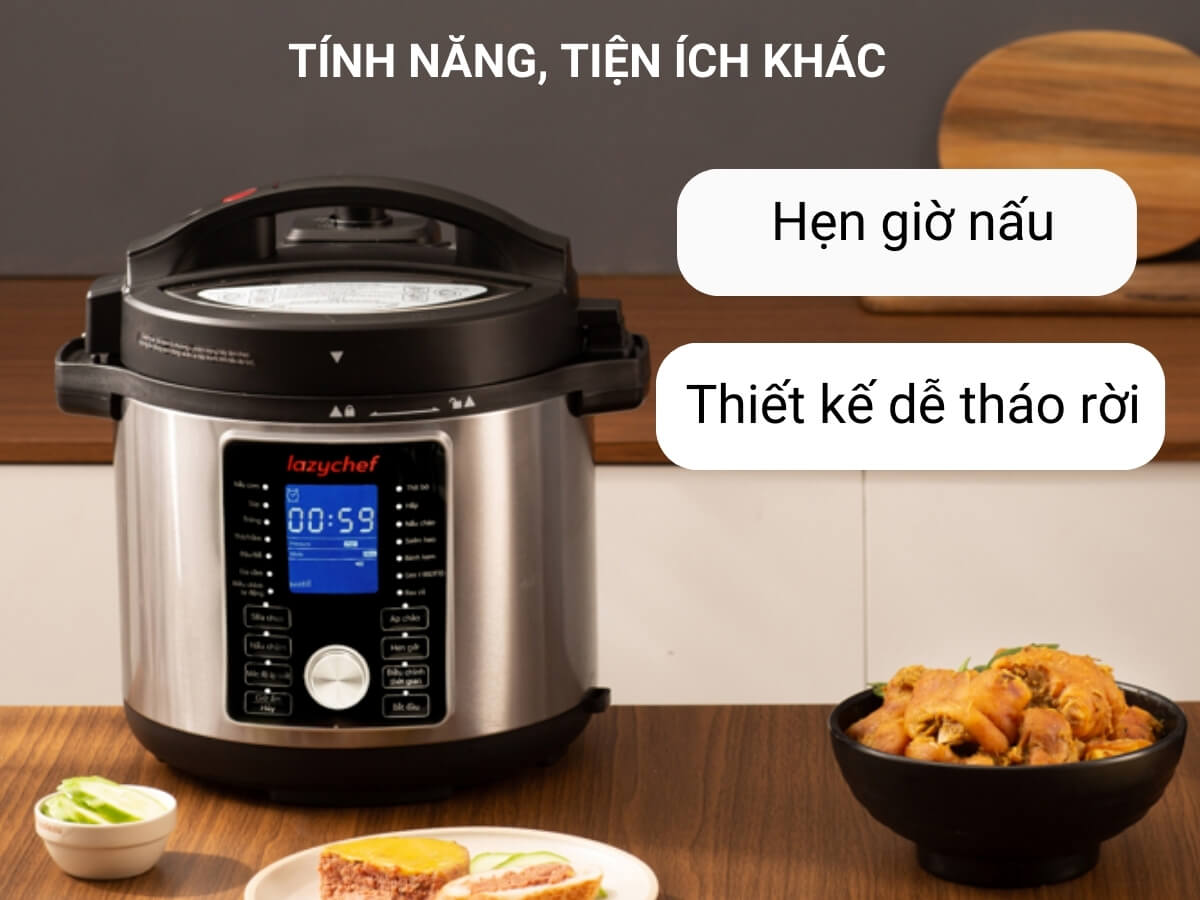 nồi áp suất kiêm chiên không dầu lazychef 16in1