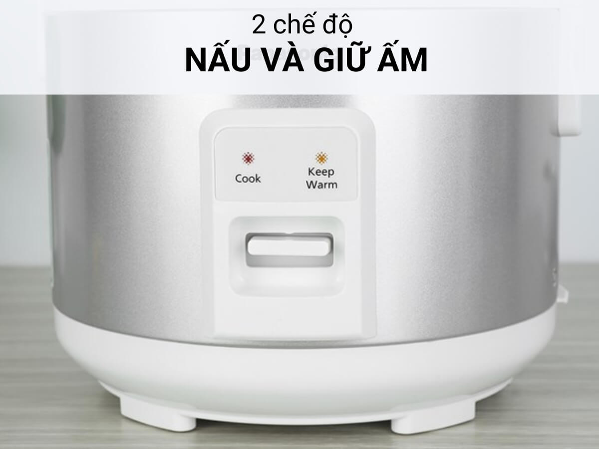 2 chế độ nấu và giữ ấm, kèm xửng hấp tiện dụng