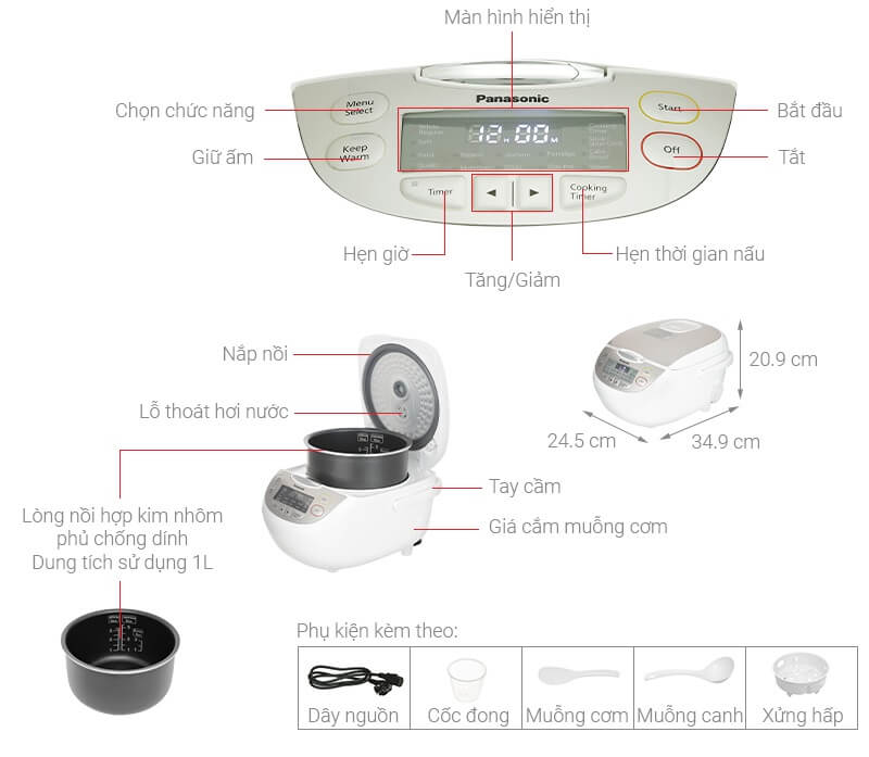 nồi cơm điện tử panasonic sr-cp108nram