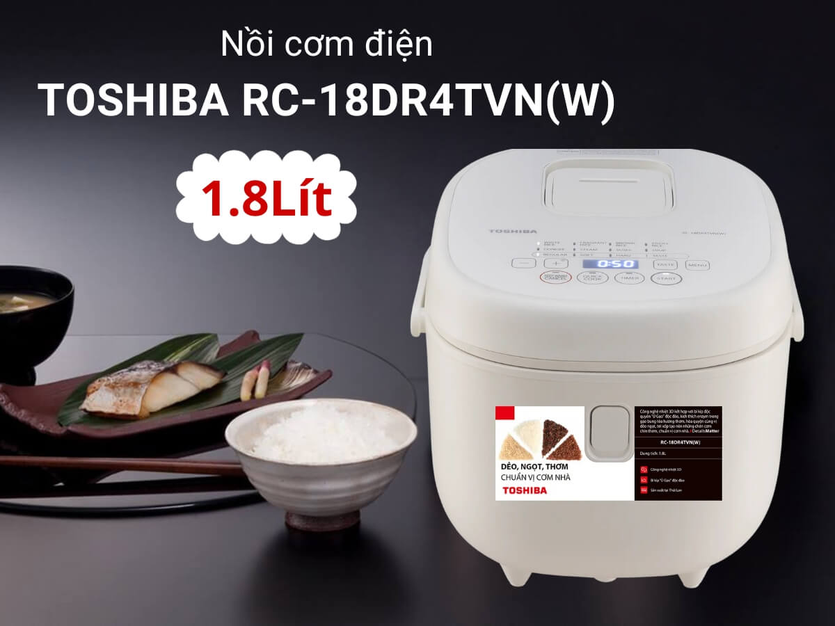 nồi cơm điện tử toshiba rc-18dr4tvn(w)