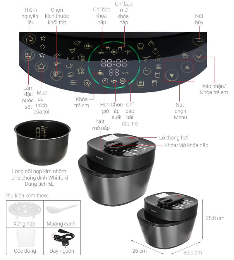 Nồi áp suất điện Philips HD2151/66
