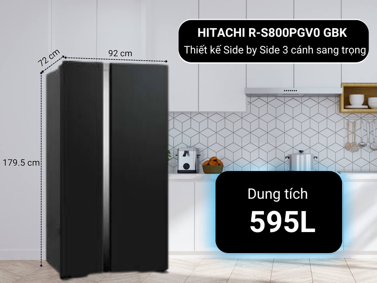 tủ lạnh hitachi r-s800pgv0 gbk inverter 595l