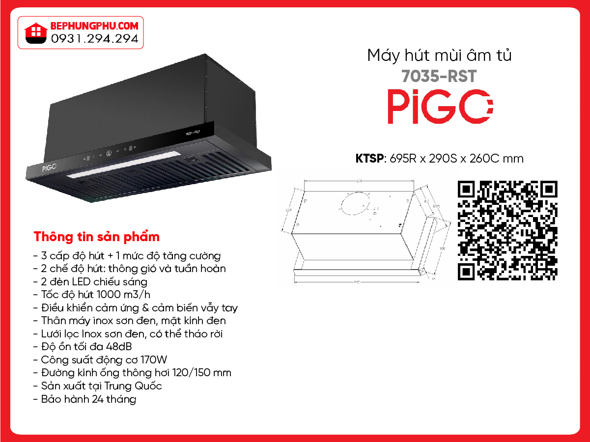 Máy hút mùi Pigo 7035-RST