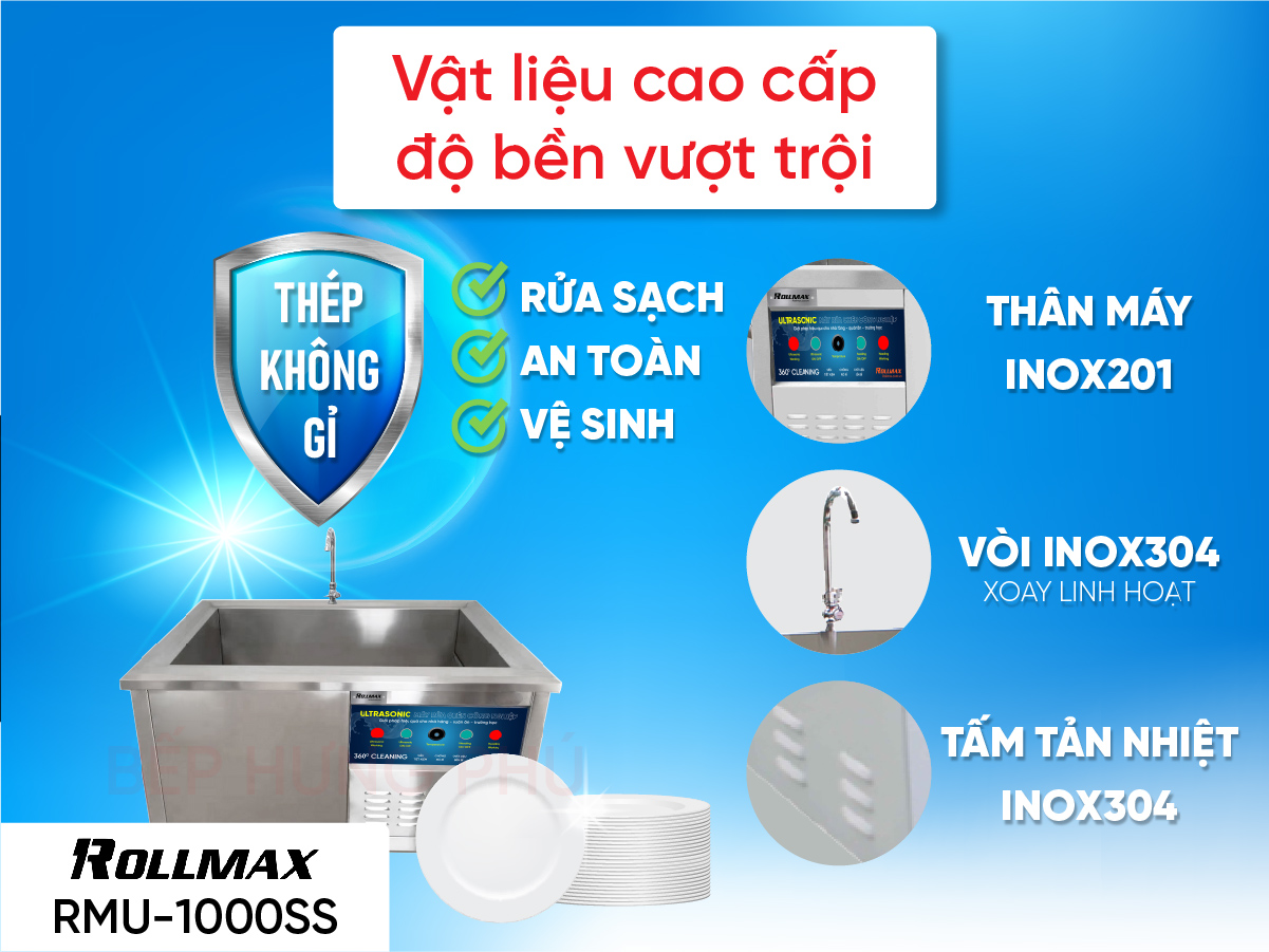 Máy rửa chén công nghiệp Rollmax RMU-1000SS