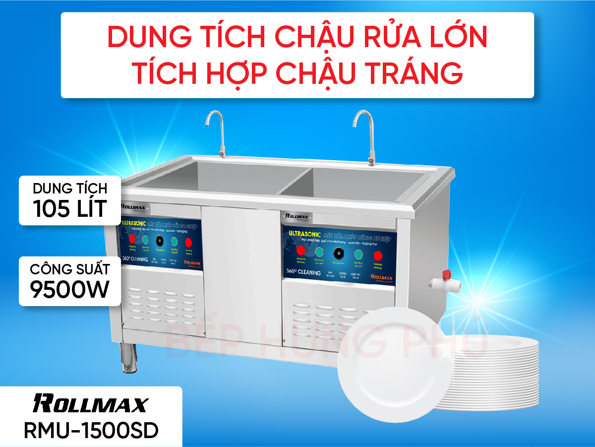 Máy rửa chén công nghiệp Rollmax RMU-1500XS