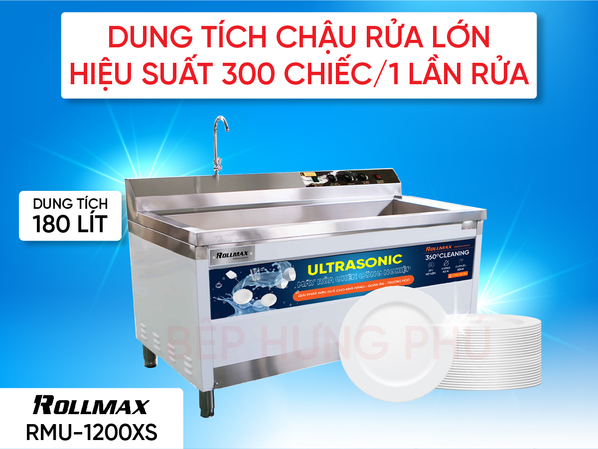 Máy rửa chén công nghiệp Rollmax RMU-1200XS Máy rửa chén công nghiệp Rollmax RMU-1200XS
