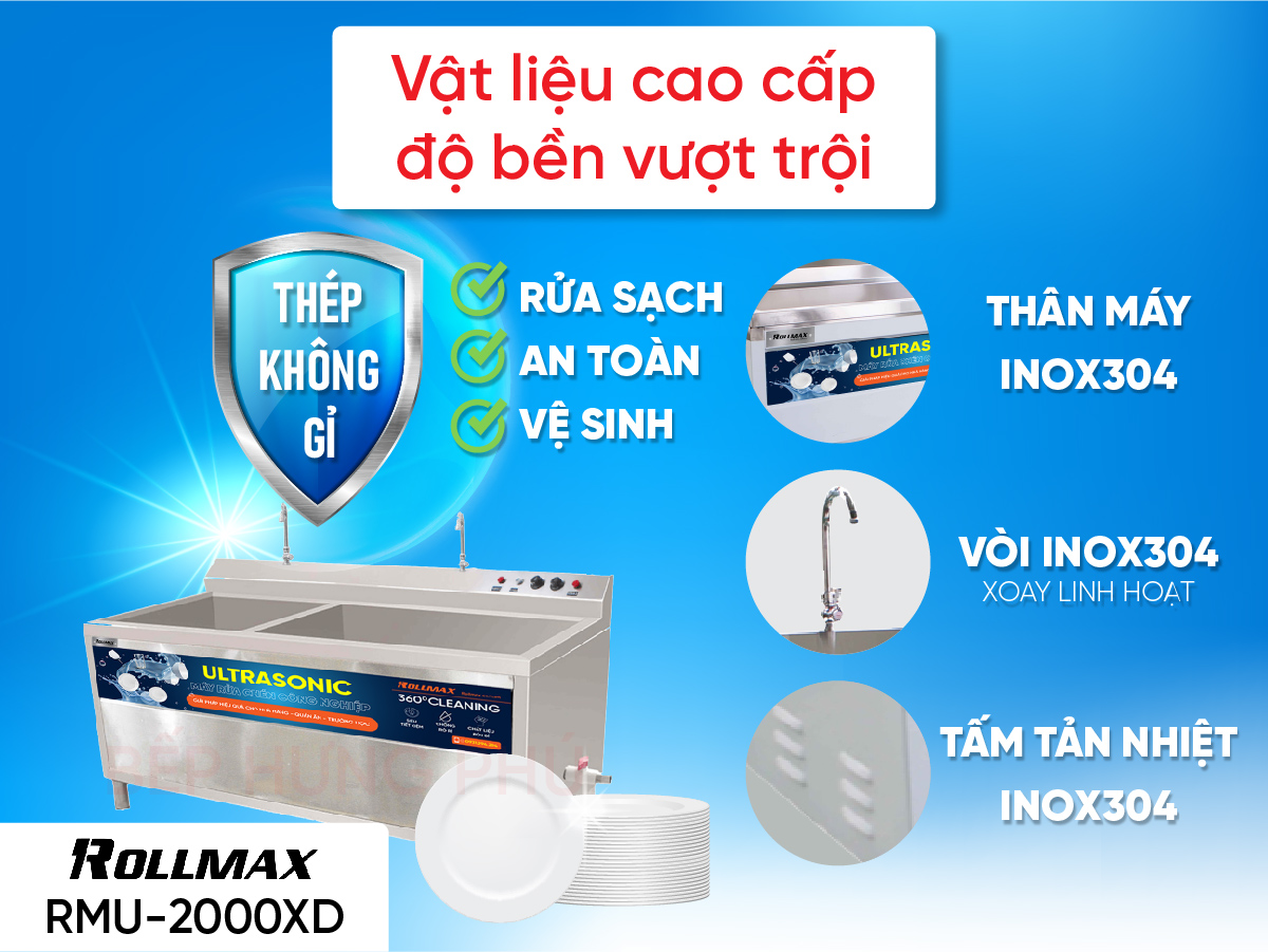 Máy rửa chén công nghiệp Texgio TGU-2000XD Máy rửa chén công nghiệp Rollmax RMU-2000XD