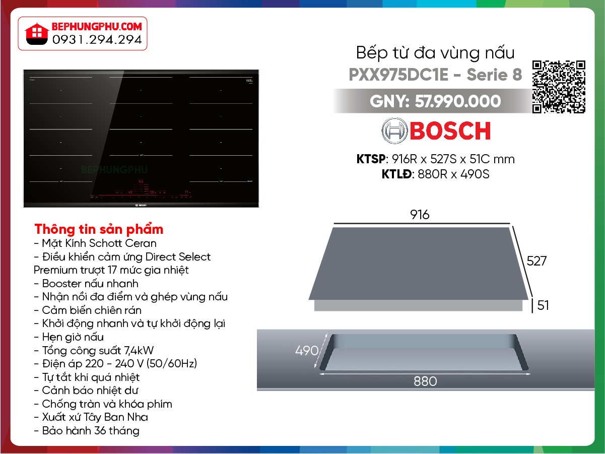Bếp từ Bosch PXX975DC1E