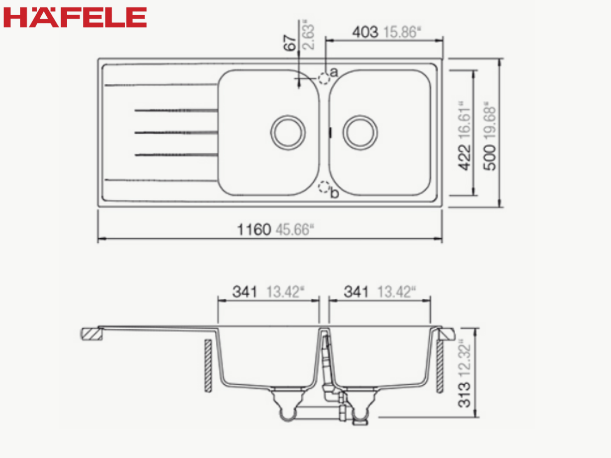 Chậu đá Häfele HS18-GED2R80 (570.35.360)