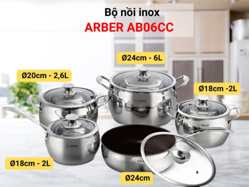 bộ nồi inox arber ab06cc bộ nồi inox arber ab06cc