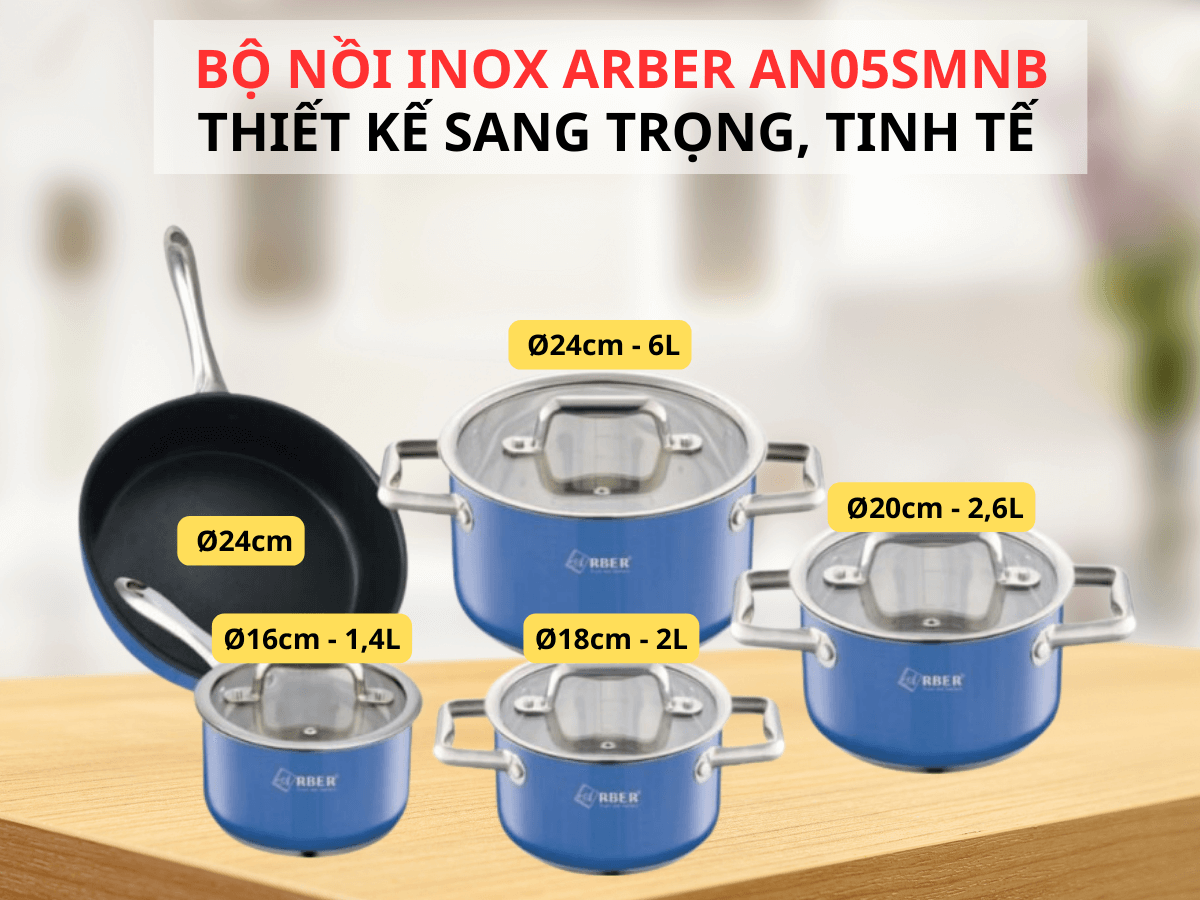 bộ nồi inox Arber AN05SMNB