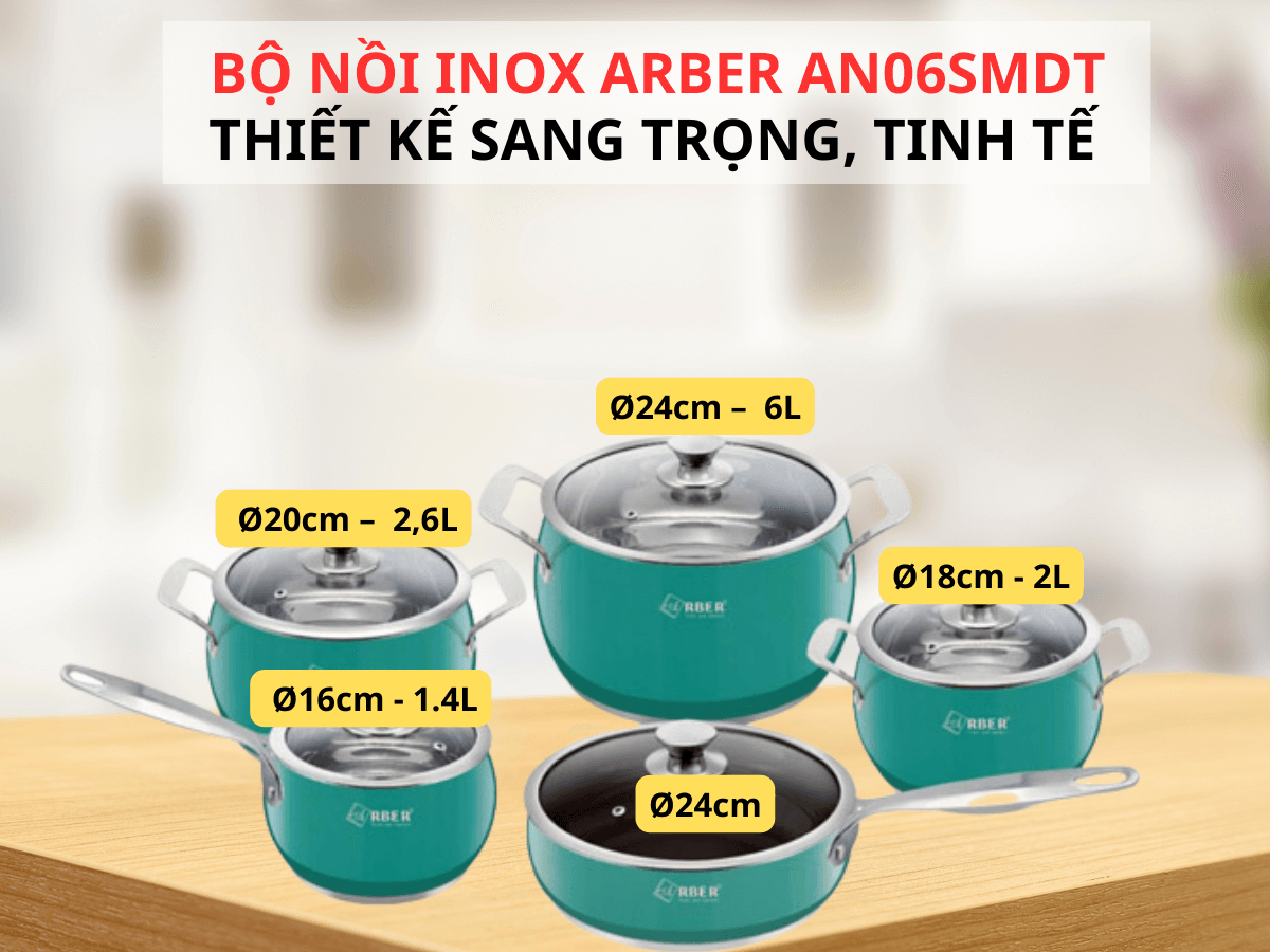 bộ nồi inox Arber AN06SMDT