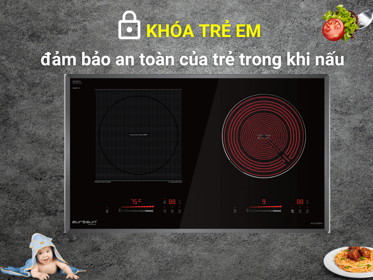 Bếp điện từ 2 vùng nấu Eurosun EU-TE728PRO