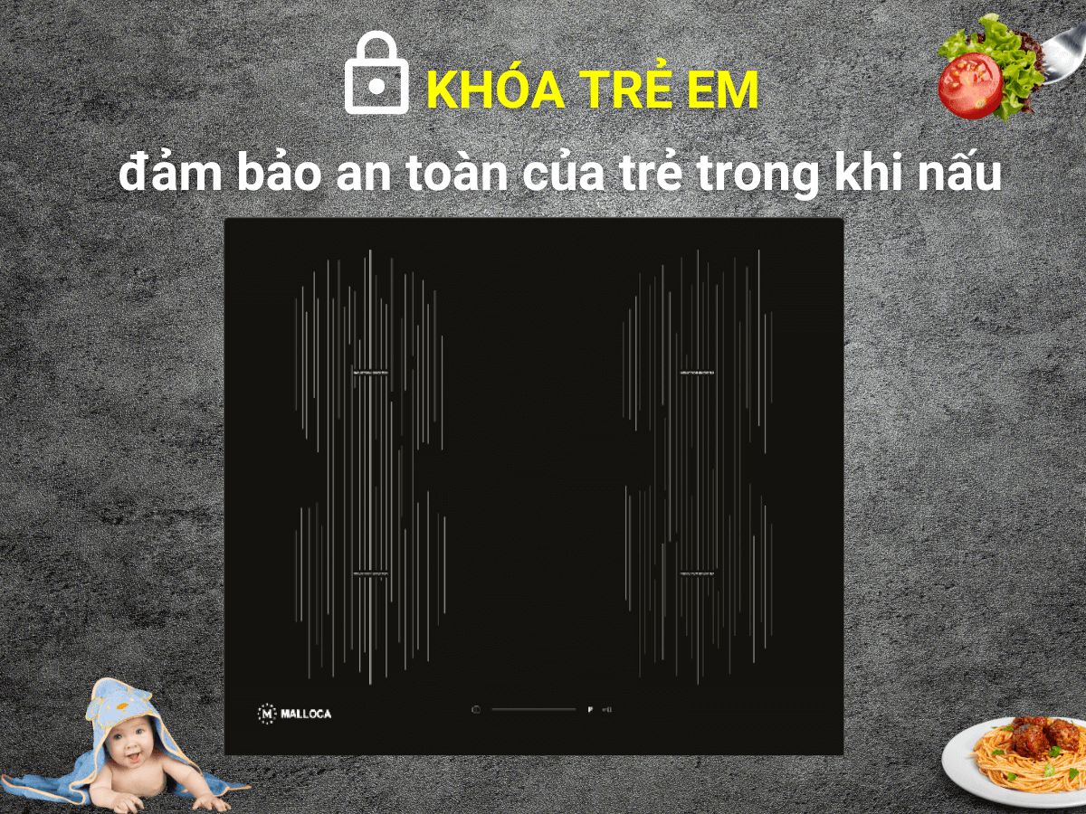 Bếp từ đa vùng nấu Malloca Mi 594 Linear