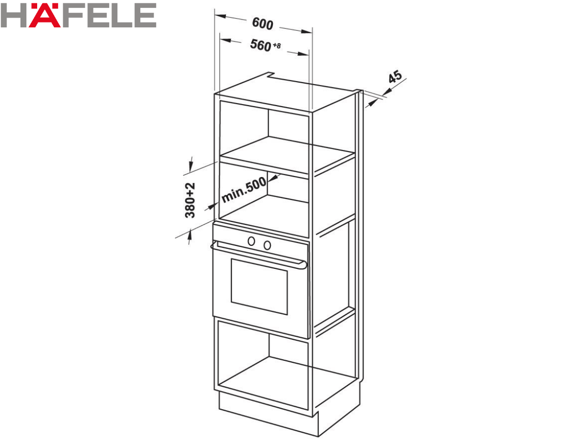 Lò nướng kết hợp vi sóng Hafele HMO-6T28A (538.31.390) có thiết kế âm tủ