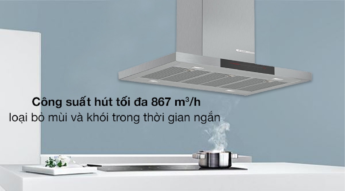 Công suất lên đến 867 m³/h loại bỏ mùi trong thời gian ngắn