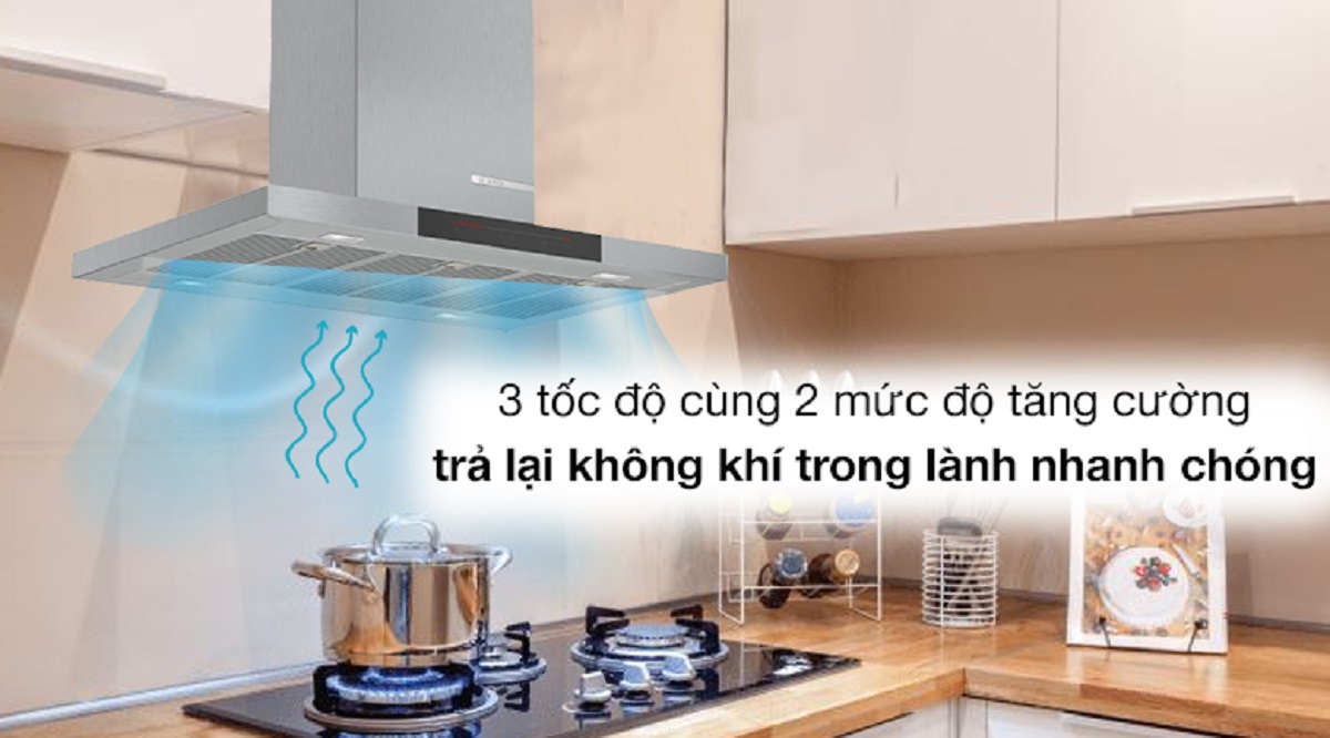 3 tốc độ hút cùng 2 mức độ hút tăng cường loại bỏ mùi hiệu quả