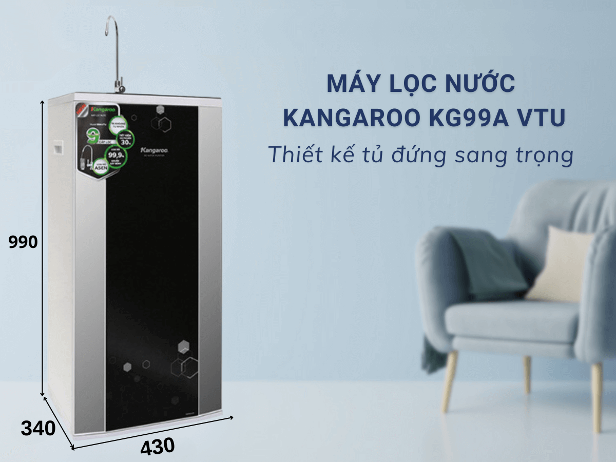 Máy lọc nước Kangaroo KG99A VTU thiết kế tủ đứng hiện đại, sang trọng