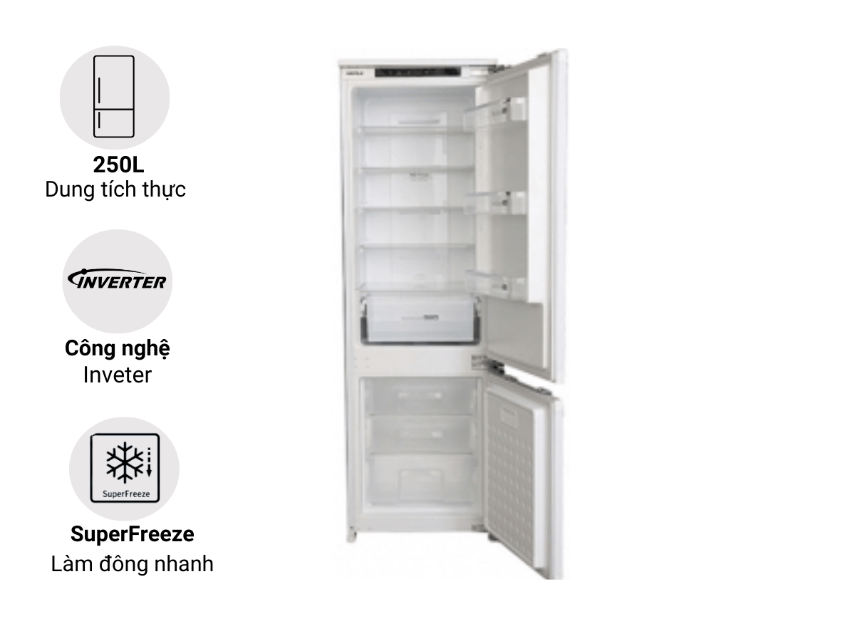 Tủ lạnh Hafele HF-BI60B 534.14.080 thiết kế 2 cánh, âm tủ hiện đại, tiện nghi