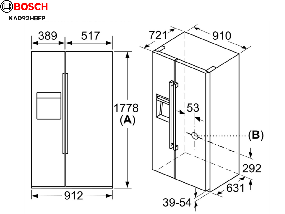 Tủ lạnh Side By Side Bosch HMH.KAD92HBFP (636L)