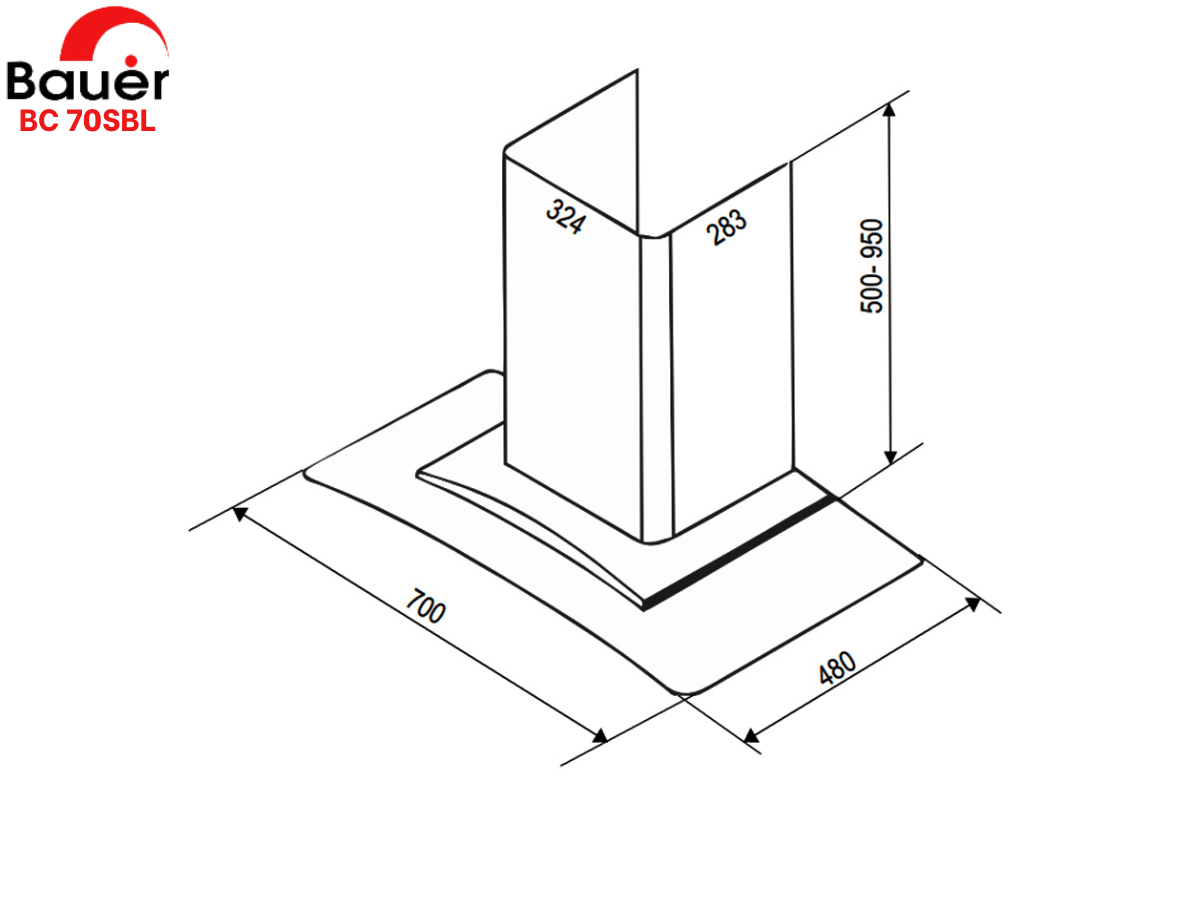 Máy Hút Mùi Gắn Tường Bauer BC 70SBL