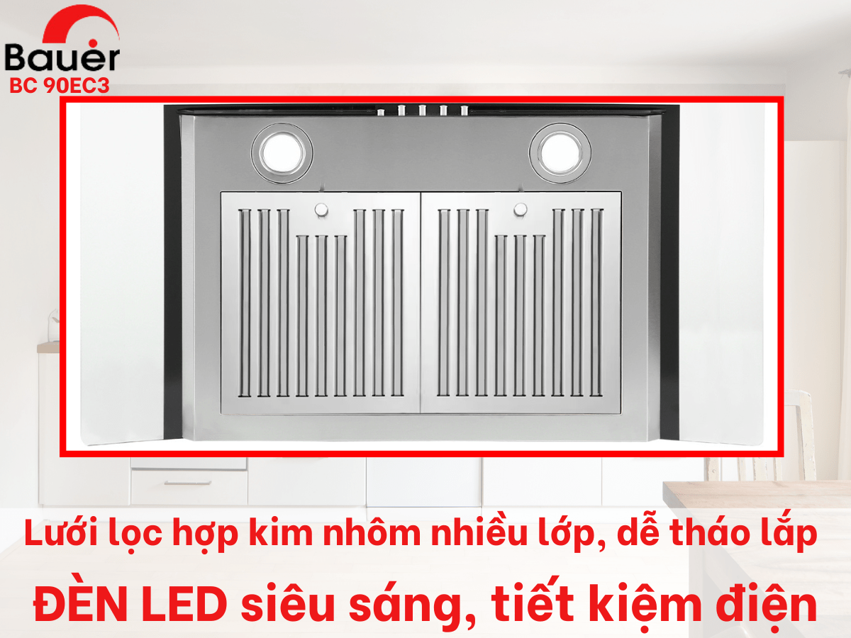 Máy Hút Mùi Gắn Tường Bauer BC 90EC3