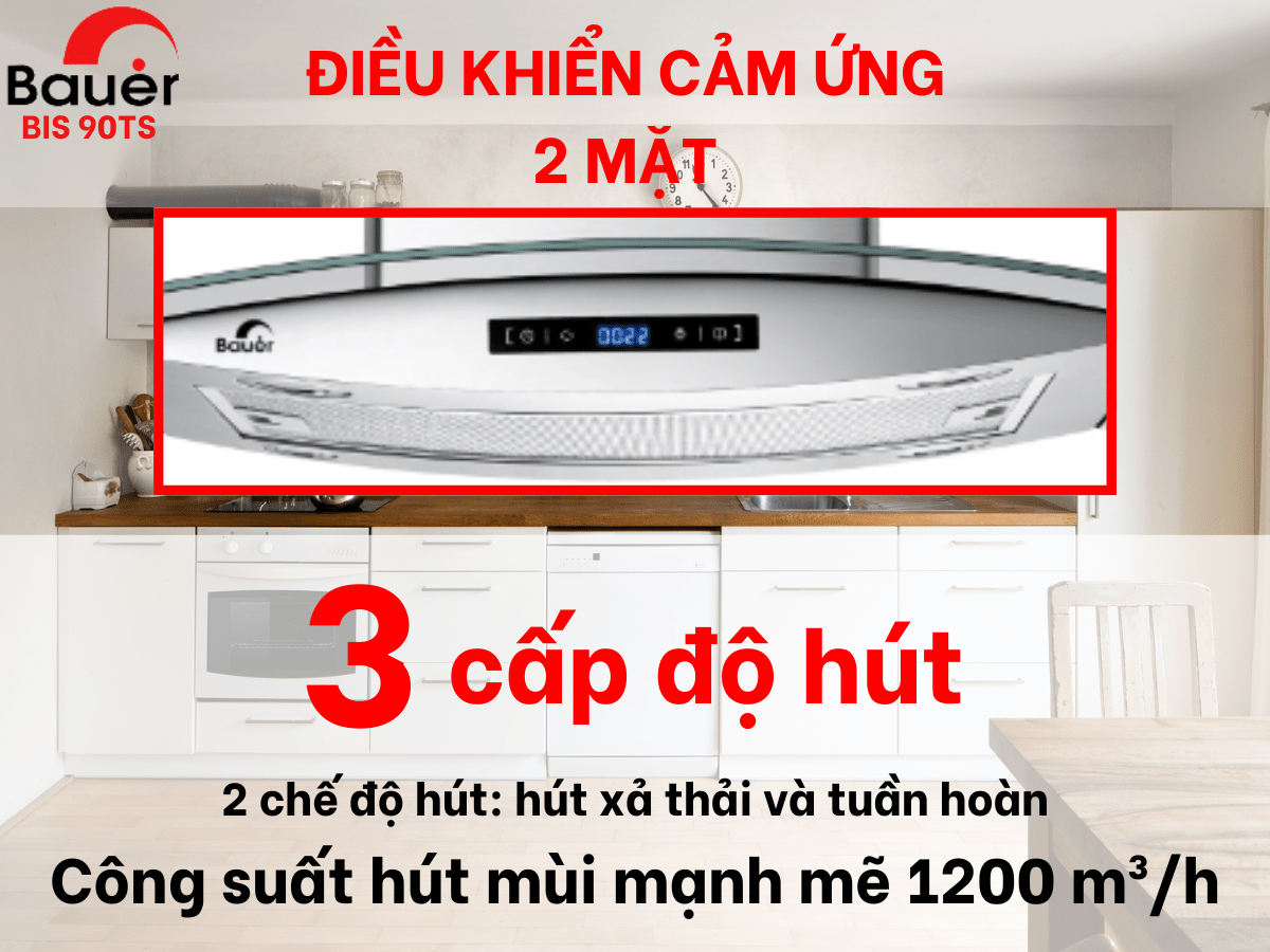 Máy Hút Mùi Gắn Tường Bauer BIS 90TS