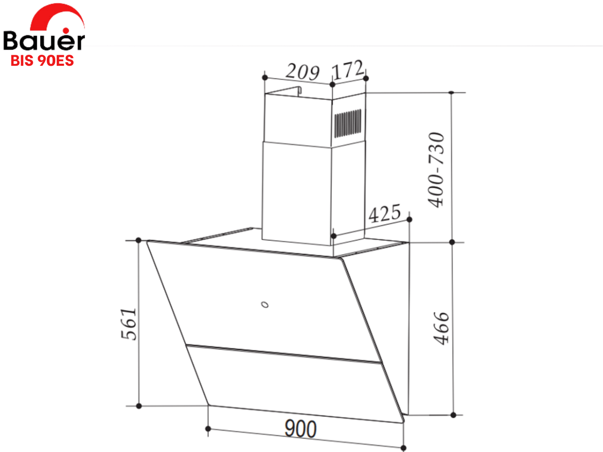 Máy Hút Mùi Treo Tường Bauer BC 90ES