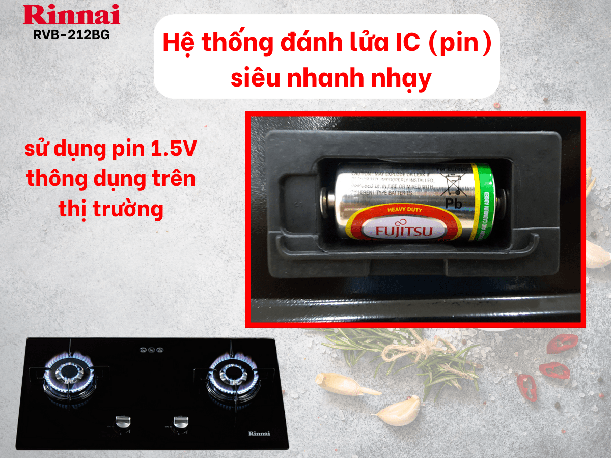 Bếp gas âm Rinnai RVB-212BG