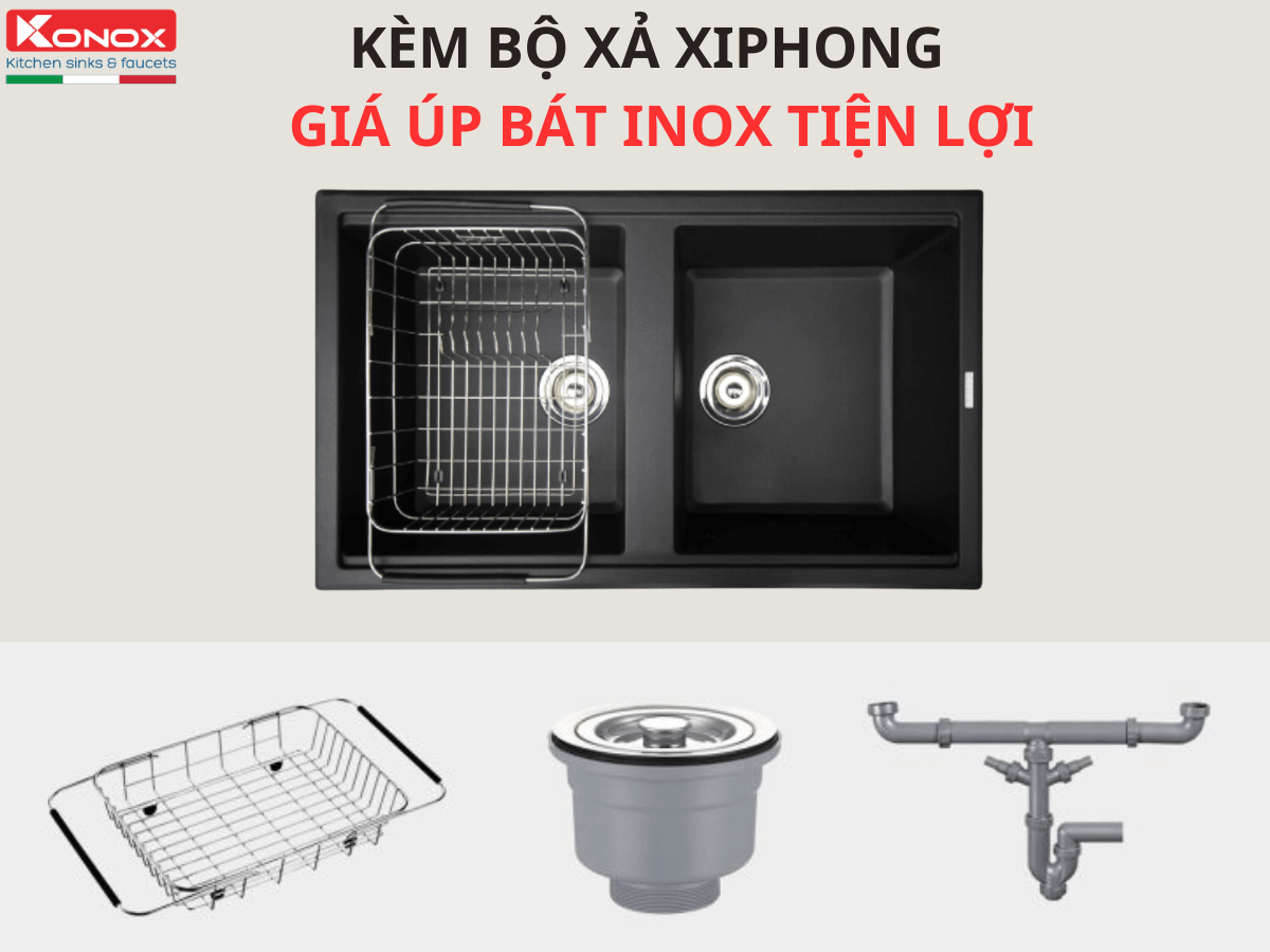 Chậu rửa đá Konox Phoenix 860 (Black)
