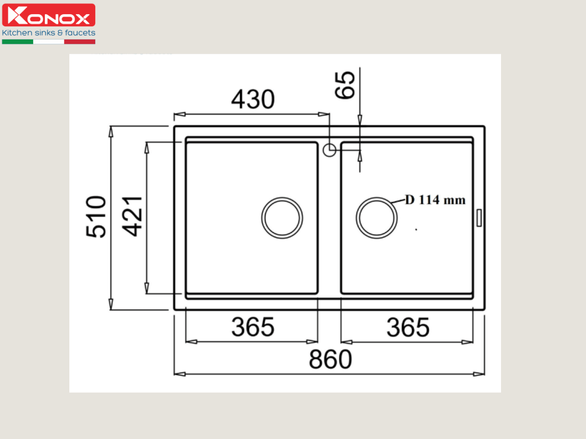 Chậu đá Konox Phoenix 860 - Grey