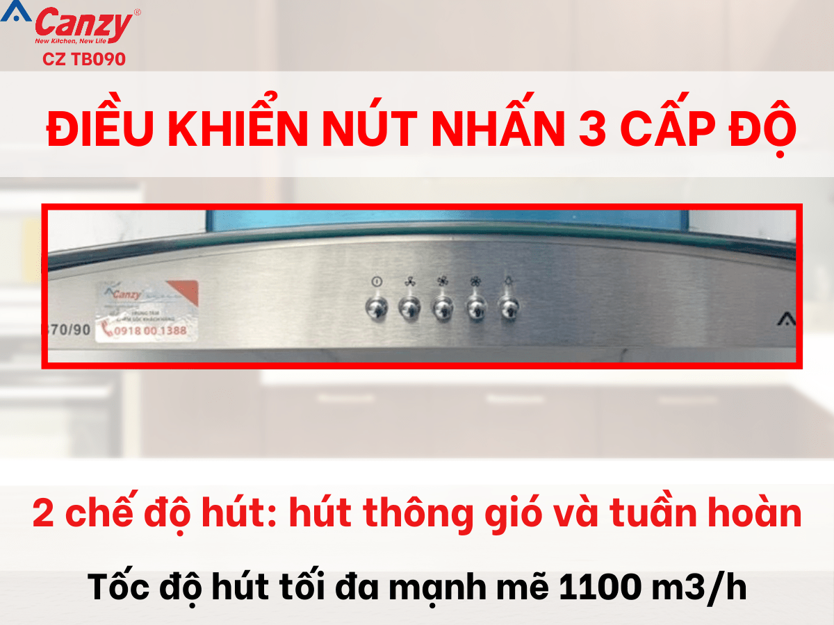 Máy hút mùi gắn tường Canzy CZ TB090