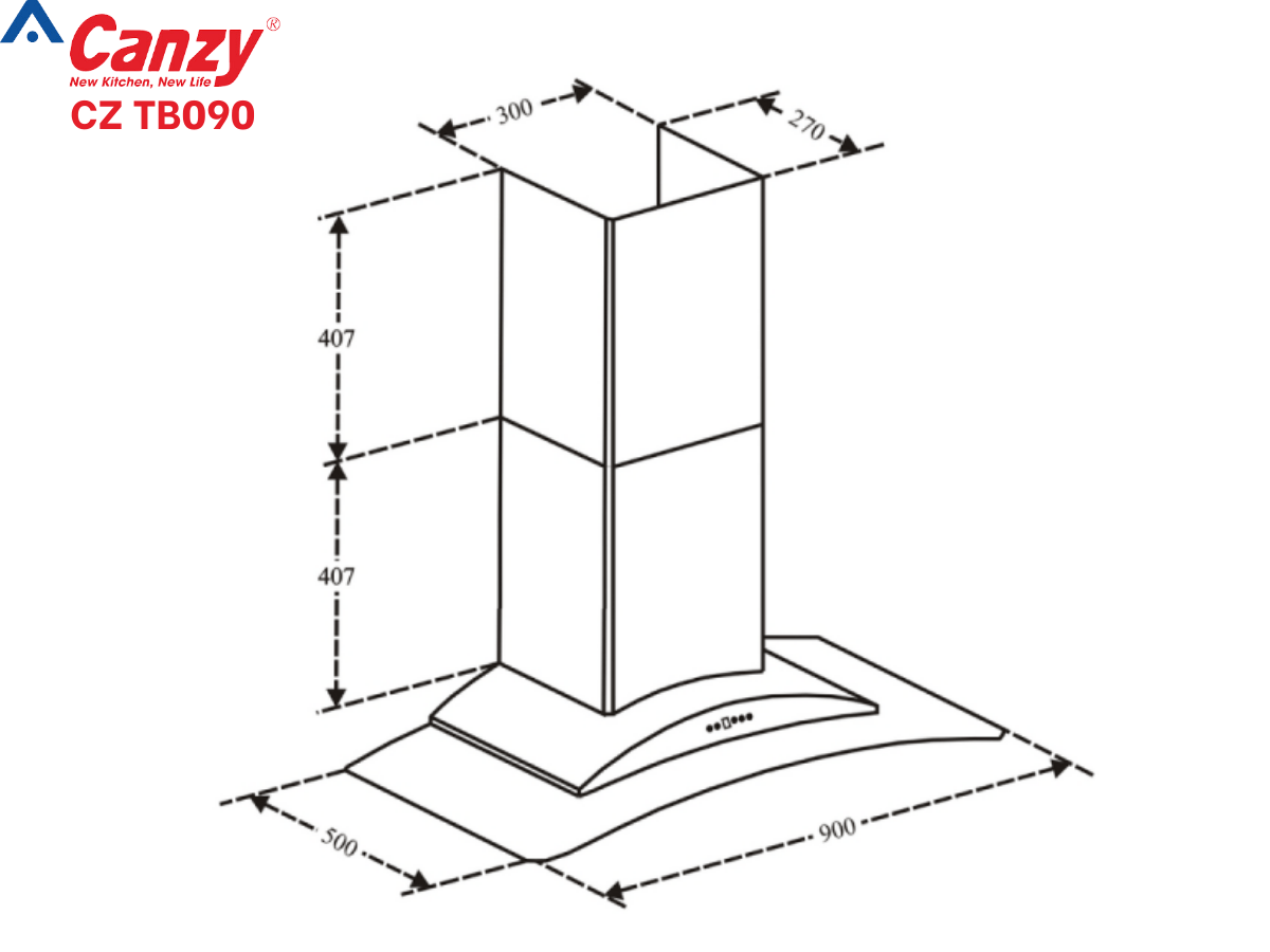 Máy hút mùi gắn tường Canzy CZ TB090