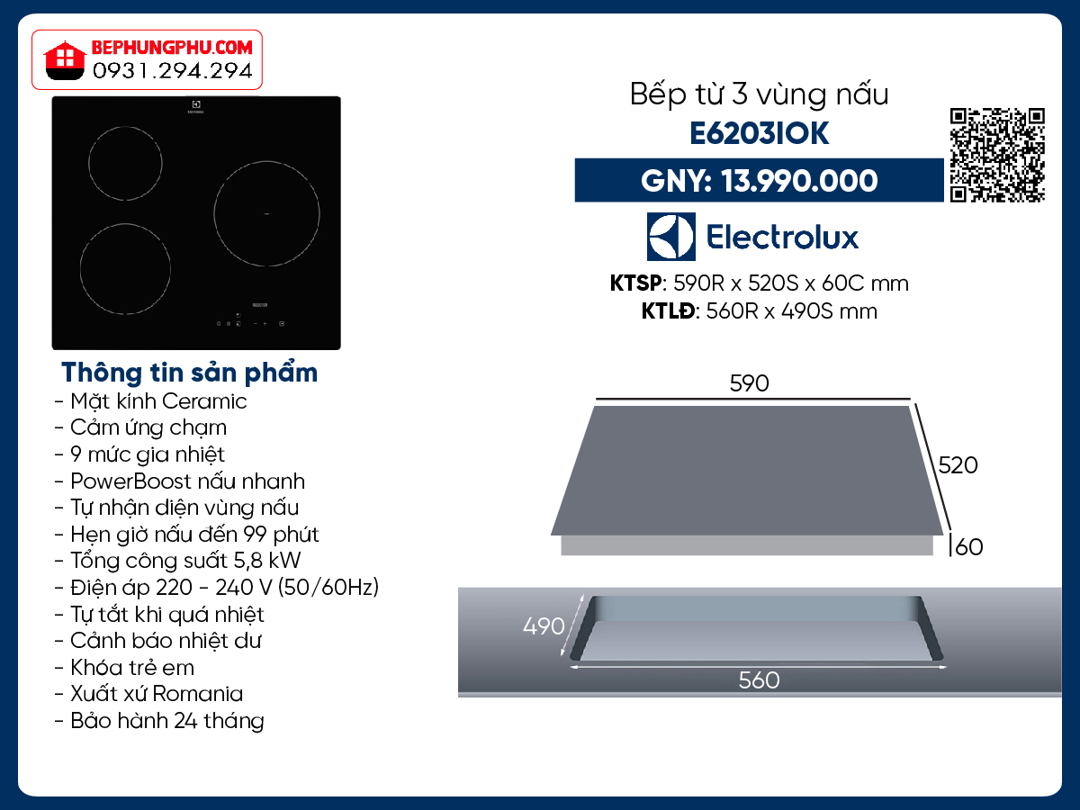 Bếp từ Electrolux E6203IOK