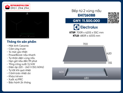 Bếp từ Electrolux EHI7260BB