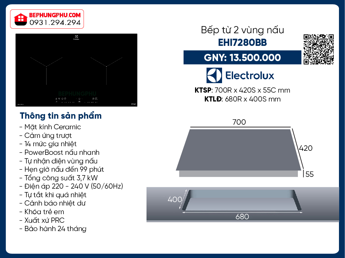 Bếp Từ Electrolux EHI7280BB