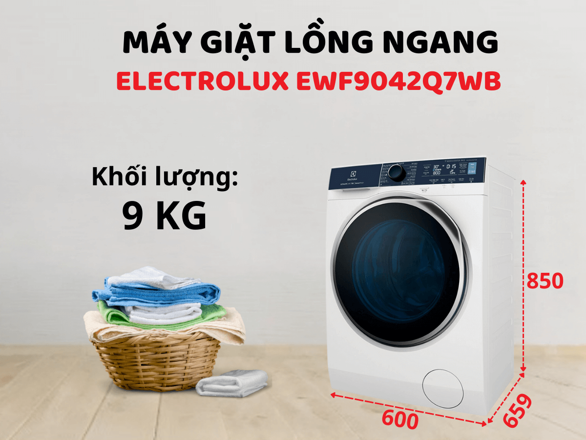 Máy giặt Electrolux EWF9042Q7WB thiết kế cửa trước hiện đại, khối lượng giặt 9kg