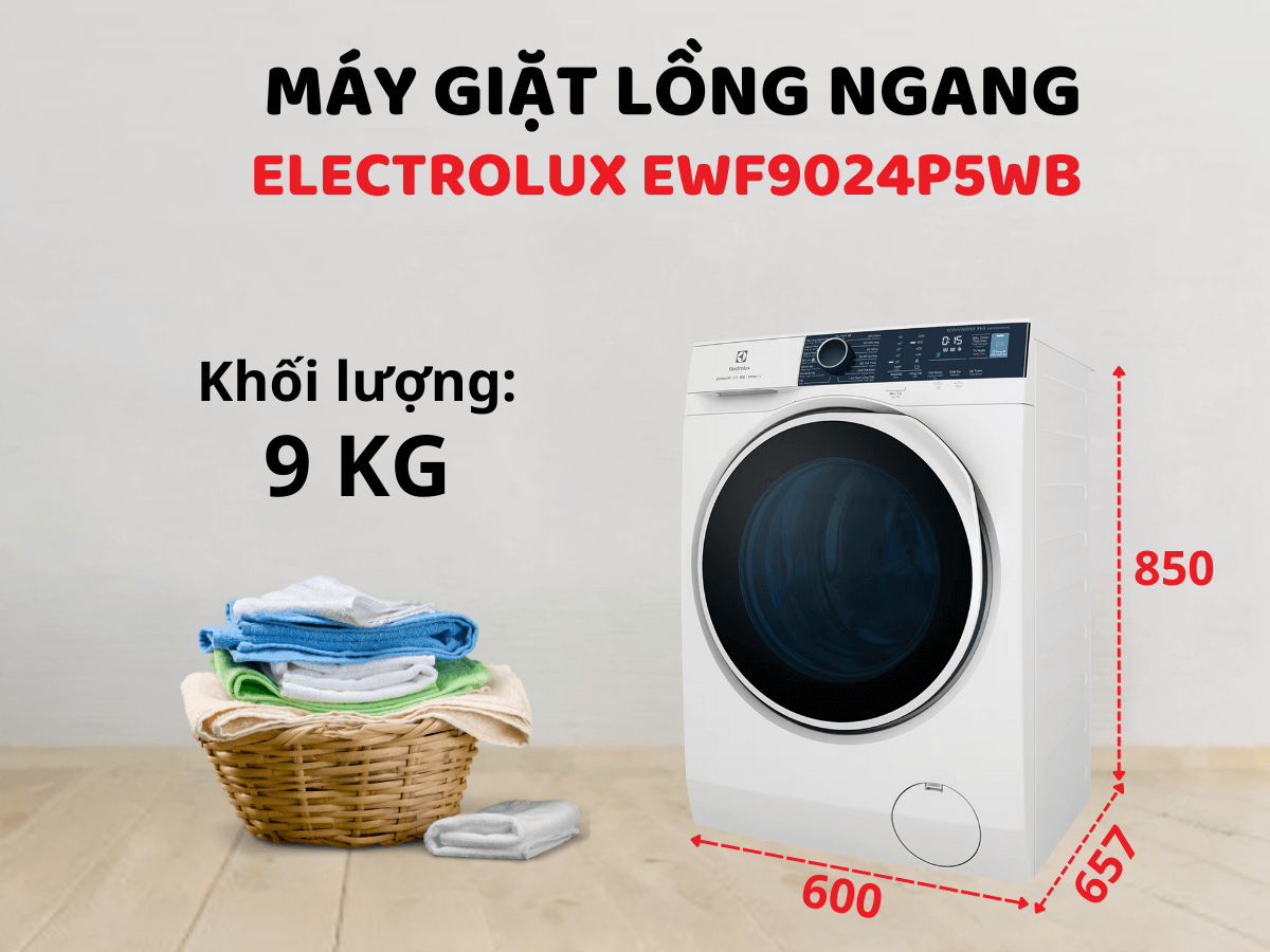 Máy giặt Electrolux EWF9024P5WB thiết kế cửa trước hiện đại, khối lượng giặt 9kg
