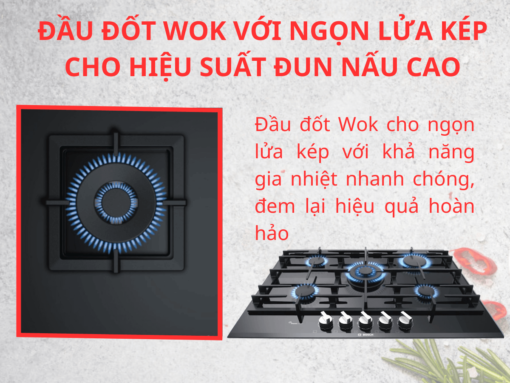 Đầu đốt Wok với ngọn lửa kép cho hiệu suất đun nấu cao