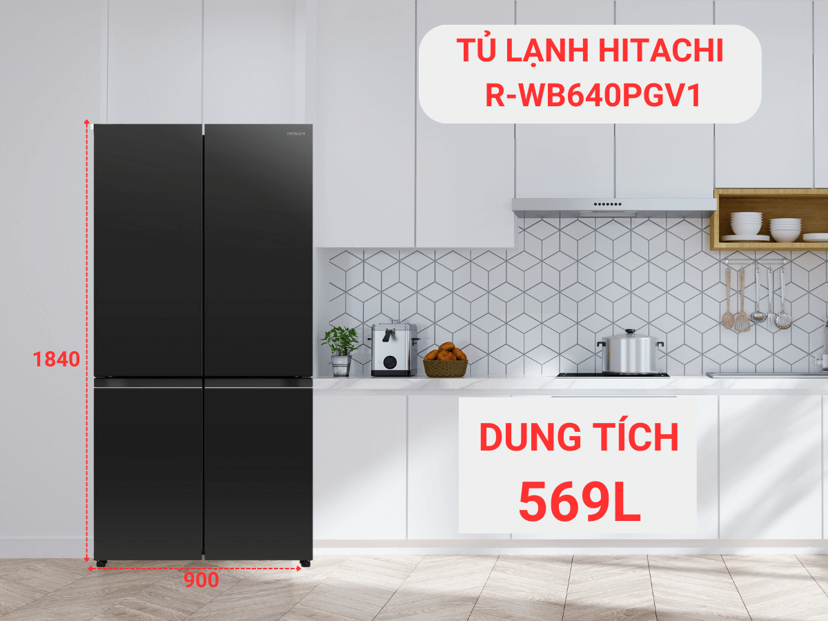 Tủ Lạnh Hitachi R-WB640PGV1 thiết kế nhiều cánh tiện dụng, sang trọng