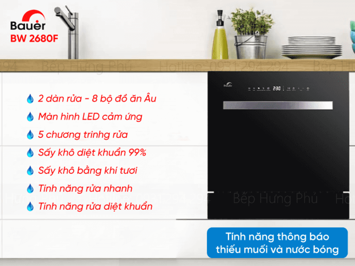 Máy rửa bát Bauer BW 2680F (Đen)