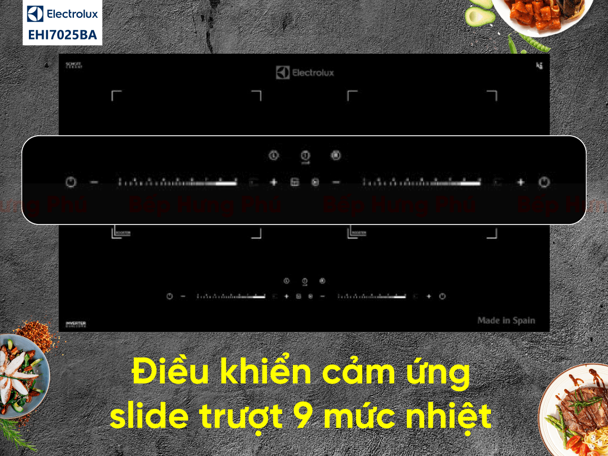 Điều khiển Slider trượt 9 mức nhiệtmức gia nhiệt đáp ứng nhu cầu nấu nướng đa dạng