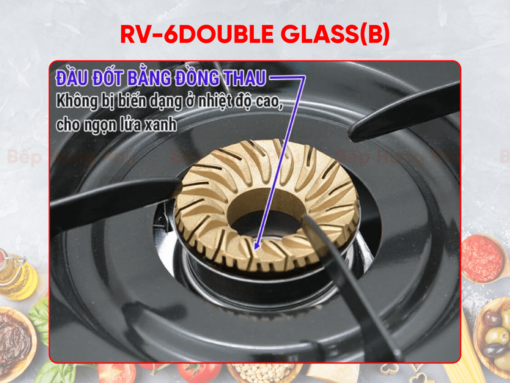 Bếp gas rinnai RV-6Double Glass(B)