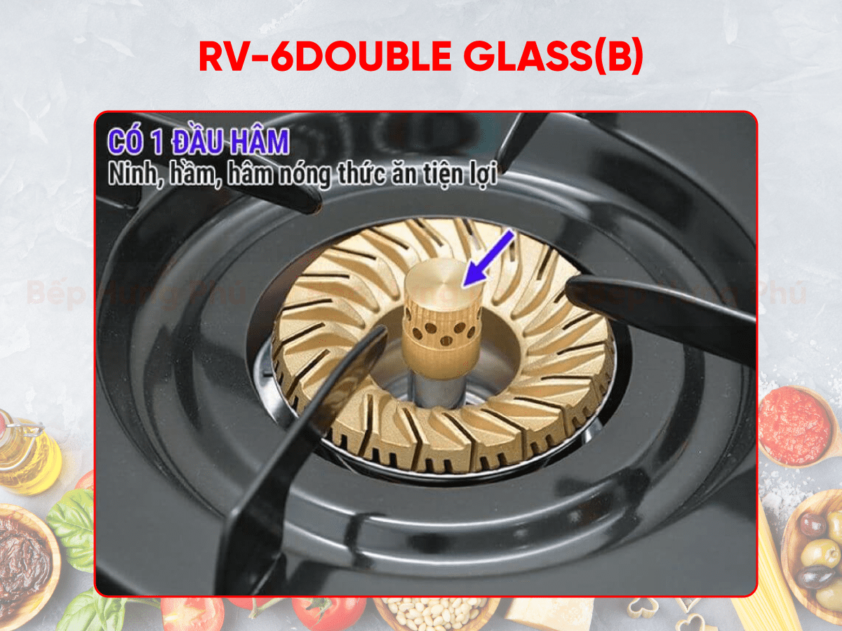 Bếp gas rinnai RV-6Double Glass(B)