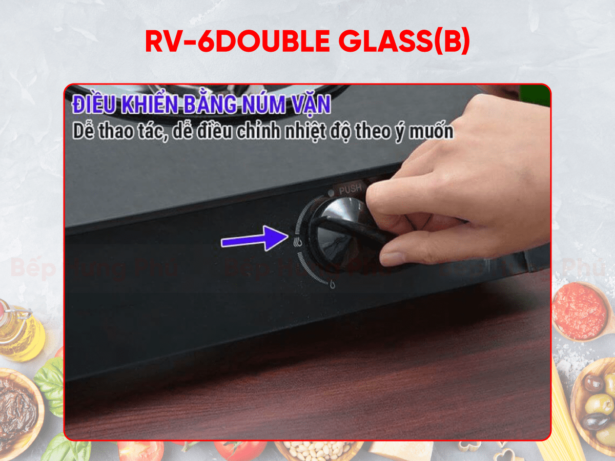 Bếp gas rinnai RV-6Double Glass(B)