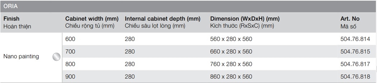 Kệ chén nâng hạ Hafele Oria 900mm 504.76.818