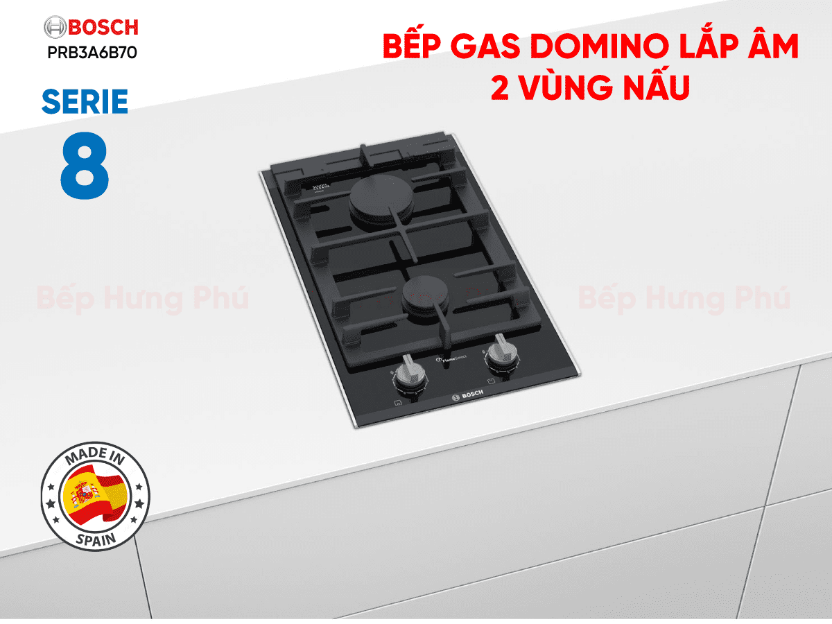 Bếp gas Bosch PRA3A6B70 thiết kế domino sang trọng, tiết kiệm diện tích